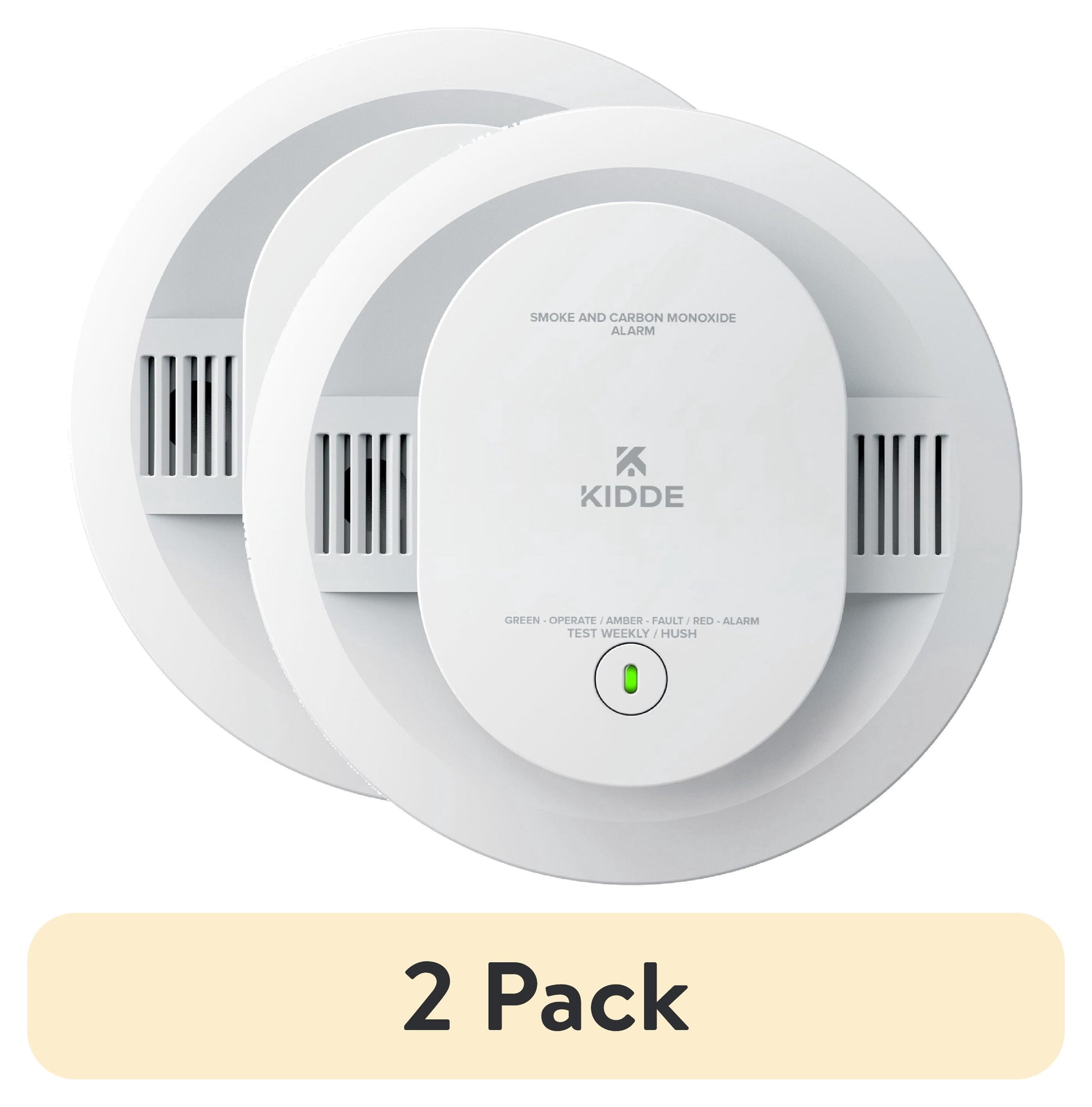 (2 pack) Kidde Battery-Operated Combination Smoke & Carbon Monoxide Detector, Voice Alerts