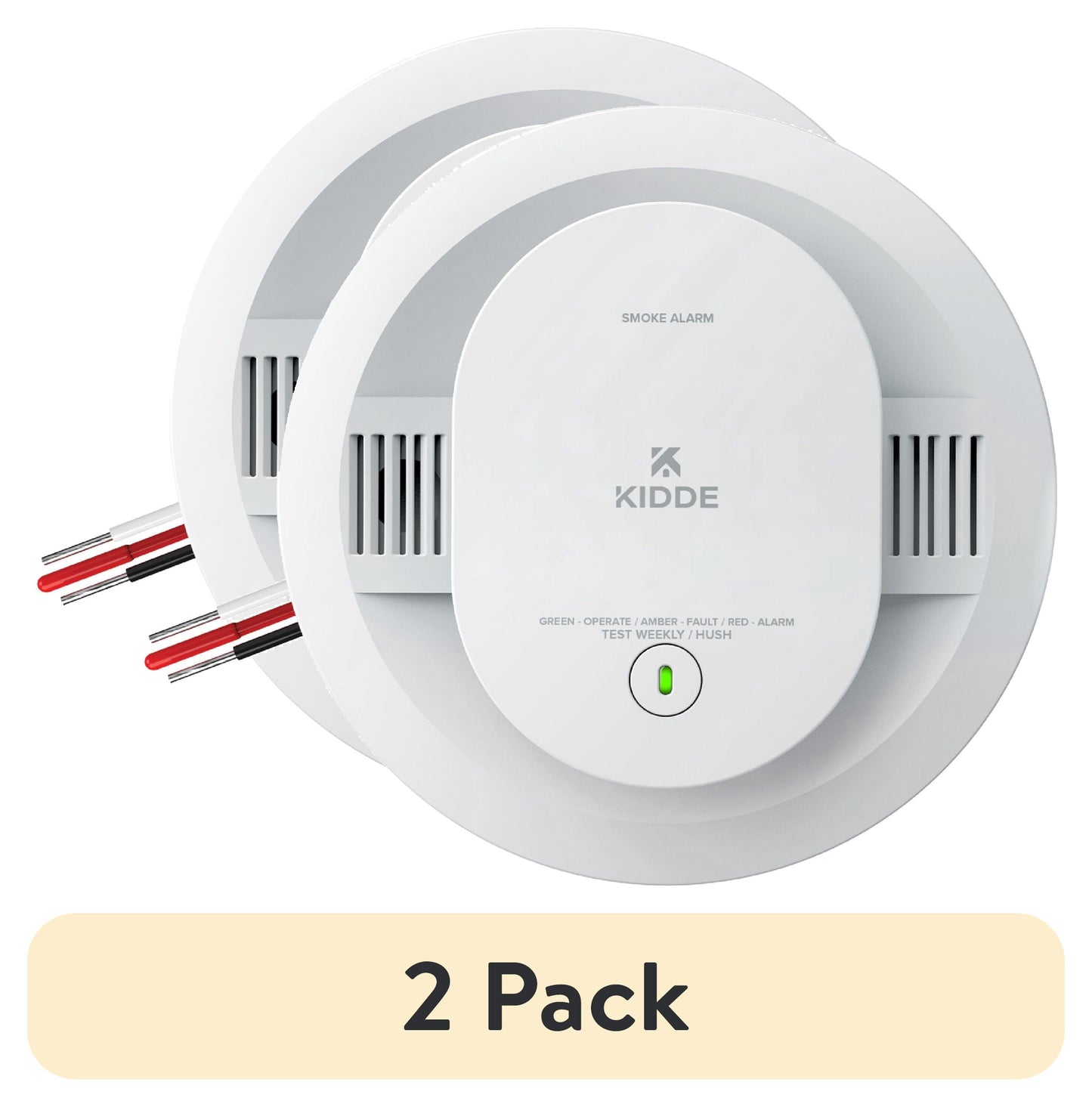 (2 pack) Kidde Hardwired Photoelectric Smoke Detector Alarm, AA Battery Backup, 5-inch