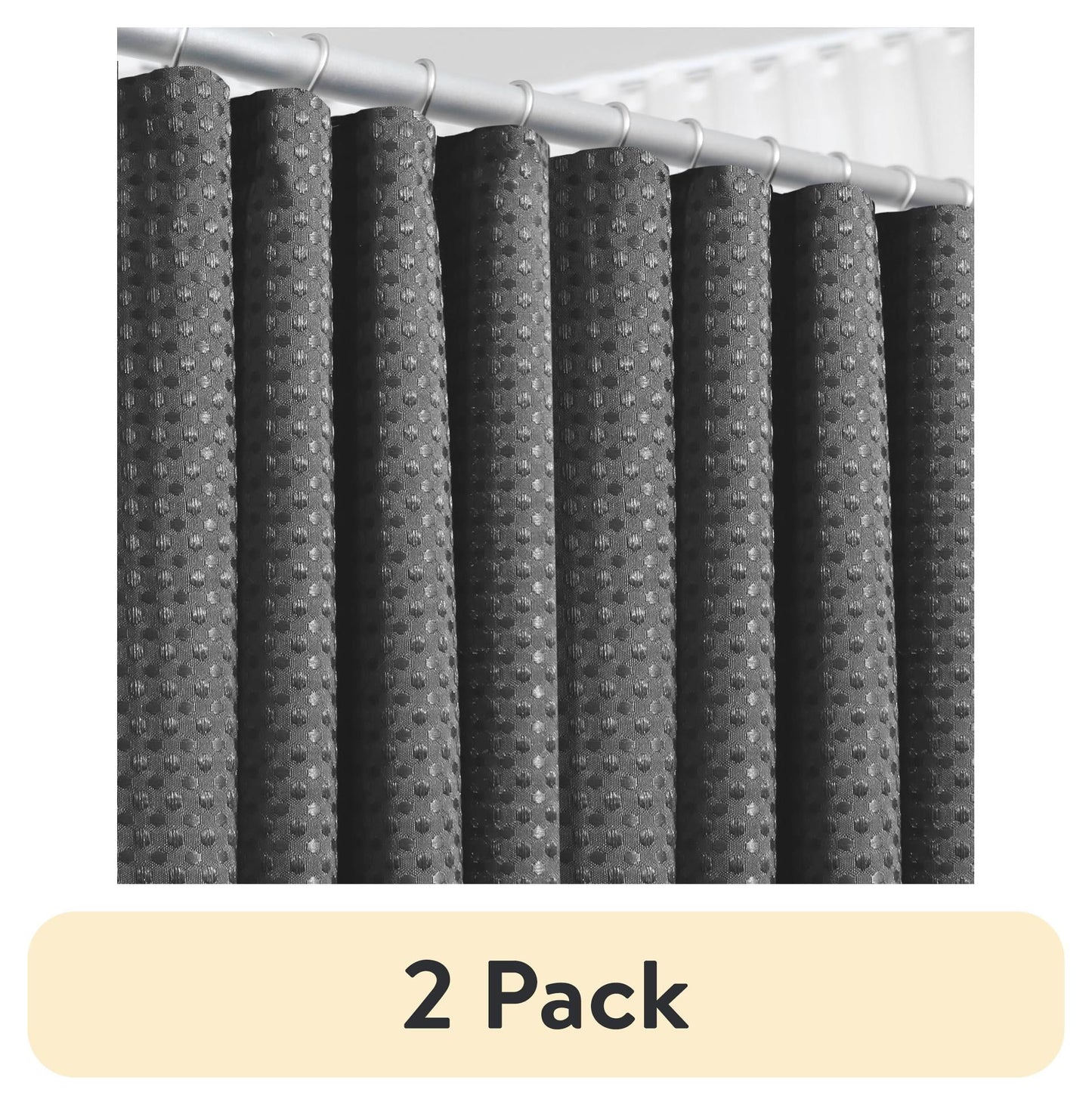 (2 pack) LammaLoe Gray Shower Curtains, Waffle Weave Heavy Duty Fabric Shower Curtain, 72â€ x 72" Hotel Luxury 256 GSM Bathroom Curtains
