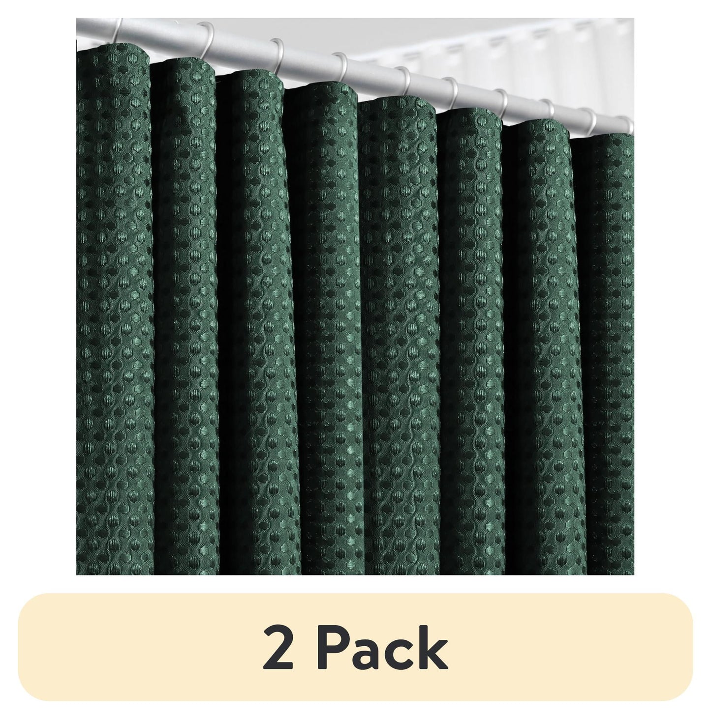 (2 pack) LammaLoe Hunter Green Shower Curtain, Waffle Weave Heavy Duty Fabric Shower Curtain, 72â€ x 72" Hotel Luxury 256 GSM Bathroom Curtains