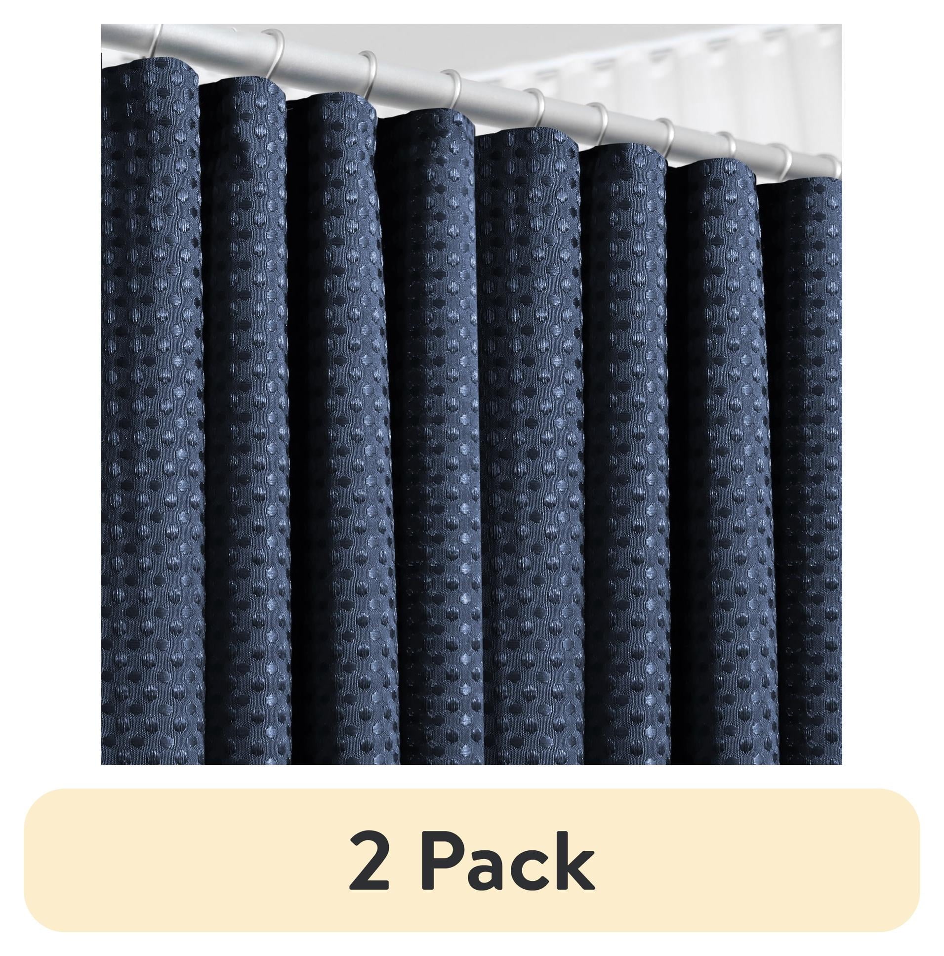 (2 pack) LammaLoe Navy Blue Shower Curtain, Waffle Weave Heavy Duty Fabric Shower Curtain, 72â€ x 72" Hotel Luxury 256 GSM Bathroom Curtains