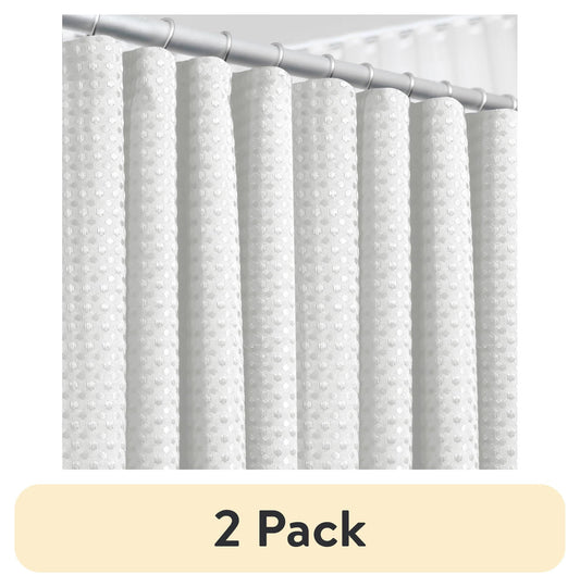(2 pack) LammaLoe White Shower Curtains, Waffle Weave Heavy Duty Fabric Shower Curtain, 72â€ x 72" Hotel Luxury 256 GSM Bathroom Curtains