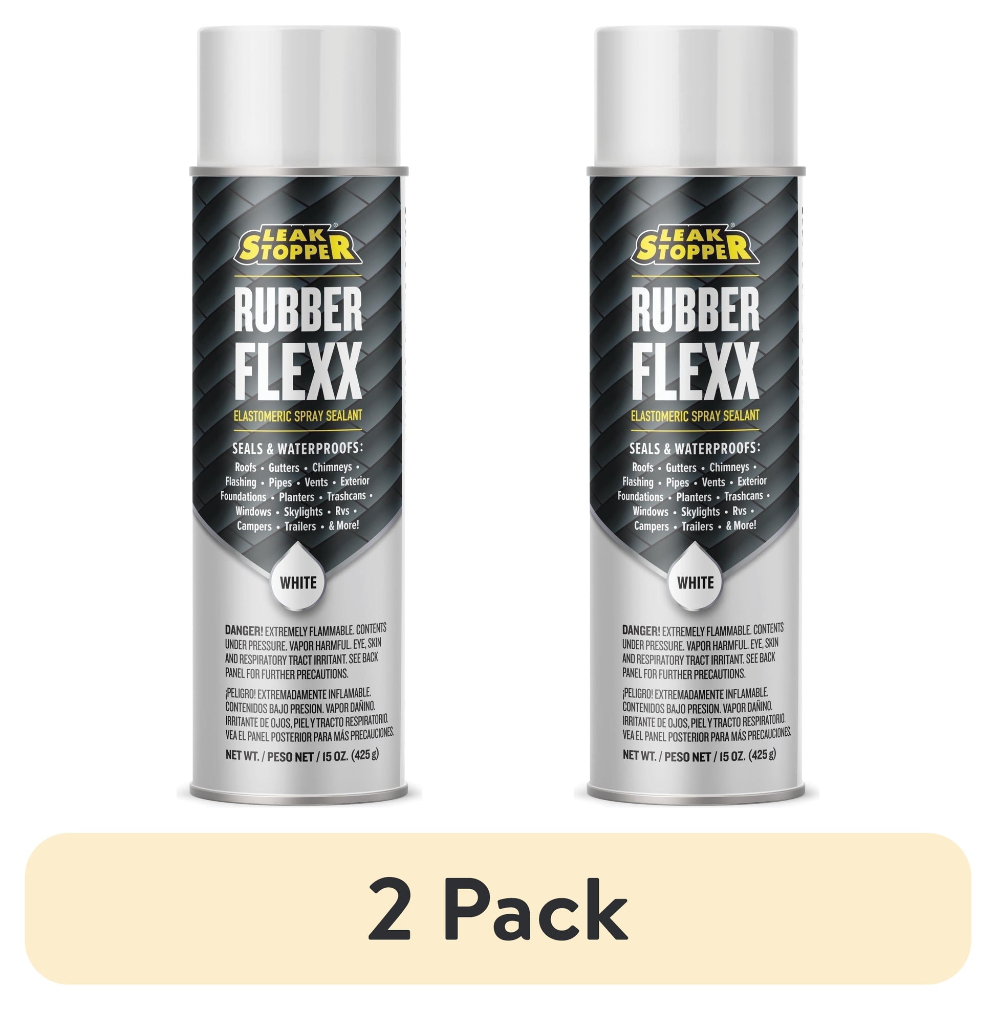 (2 pack) Rubber Flexx Sealant, White Roof Coating, 1 gallon