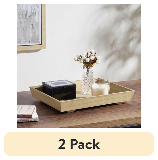 (2 pack) Mainstays Basic Wood Tray, 12" x 16", Oak