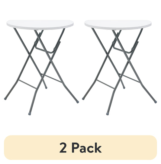 (2 pack) Mainstays 31" Round High-Top Cocktail Folding Table, White