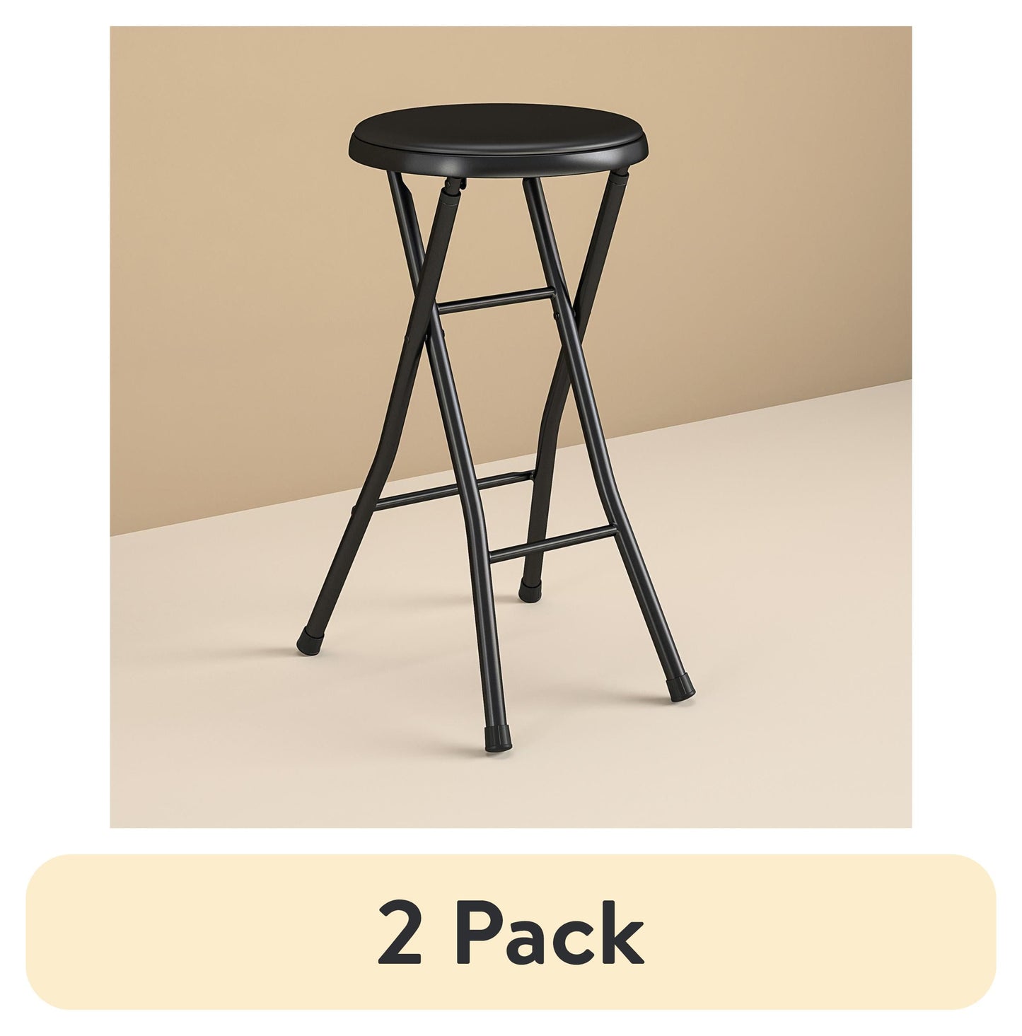(2 pack) Mainstays Taburete Plegable Acolchado de Vinilo para Barra, Negro