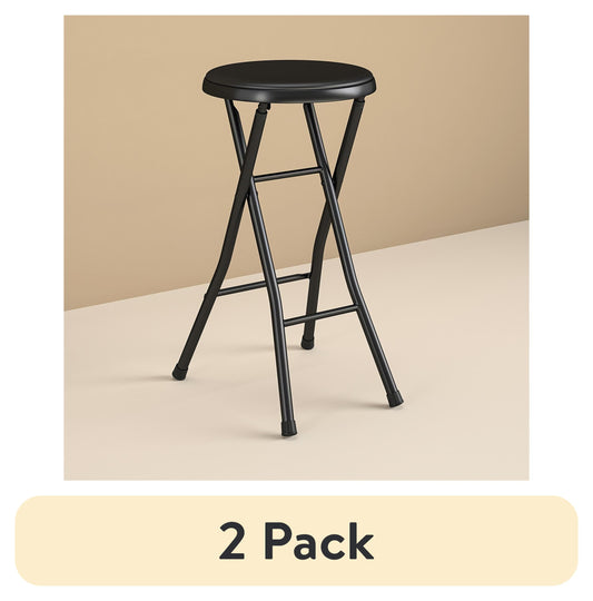(2 pack) Mainstays Taburete Plegable Acolchado de Vinilo para Barra, Negro