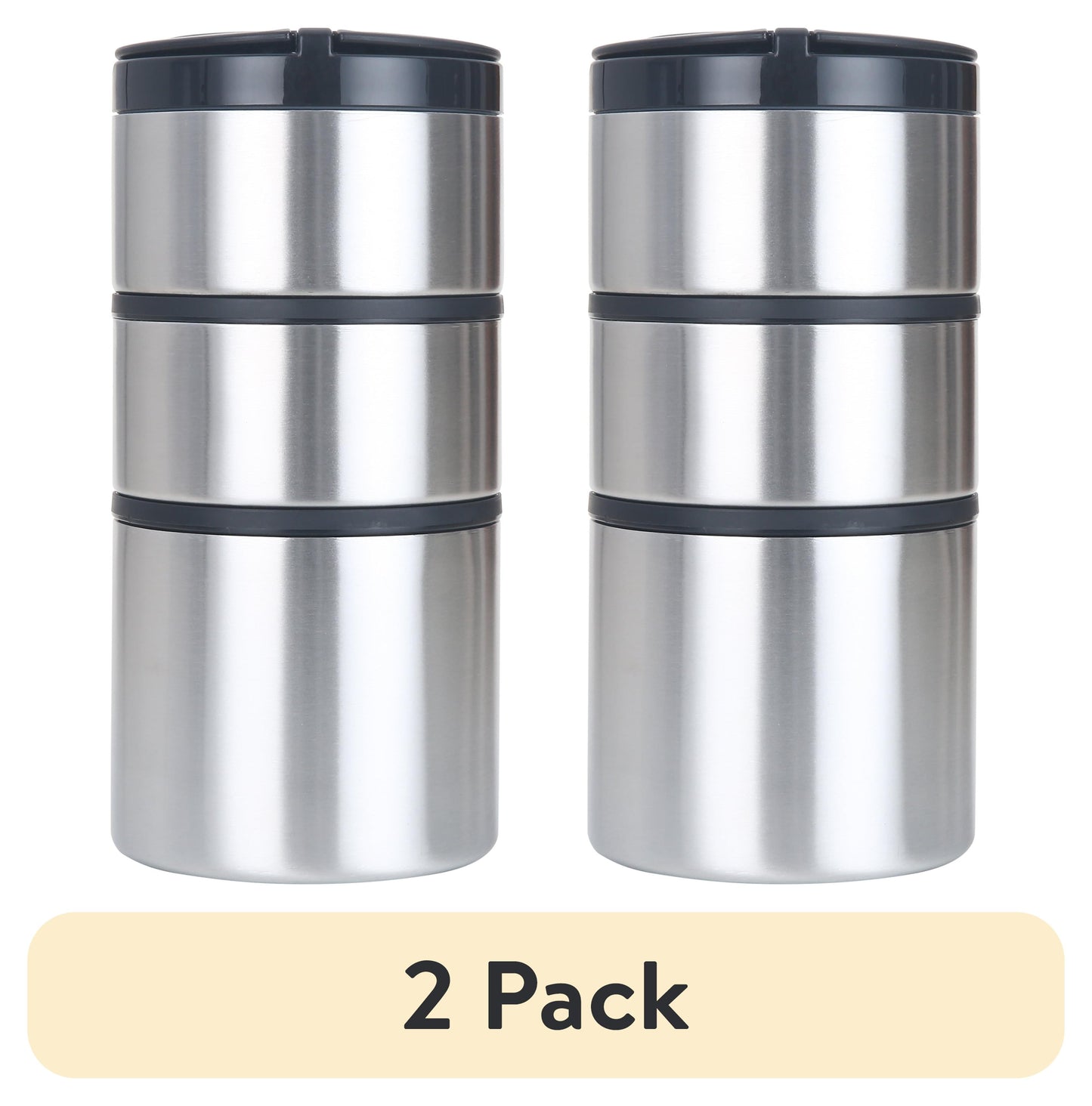 Mainstays Stacking Food Jar Insulated Food Storage Container, Stainless Steel, Round, 41 oz, Ideal Use for Workday Meals and Travel to Keep Meals Hot or Cold
