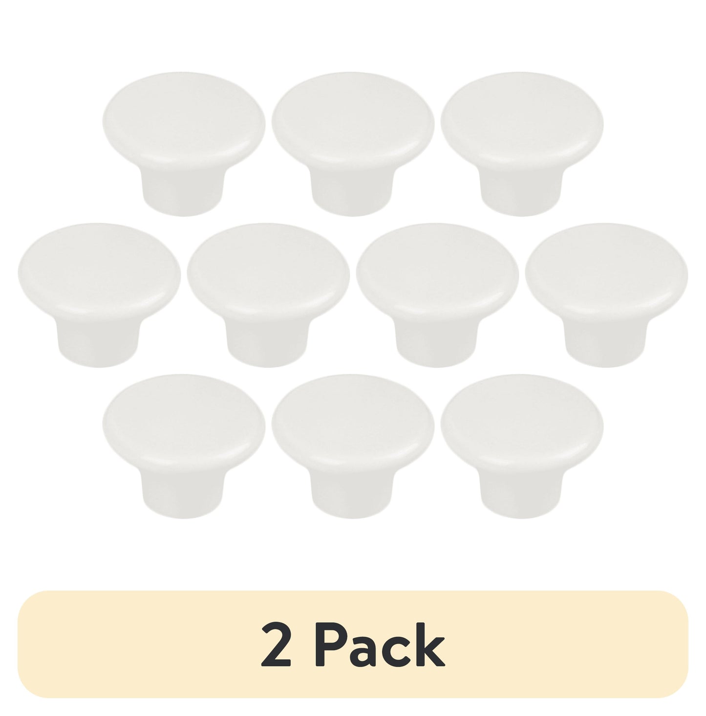 Mainstays White Round Mushroom Knob, Plastic, 10 pack