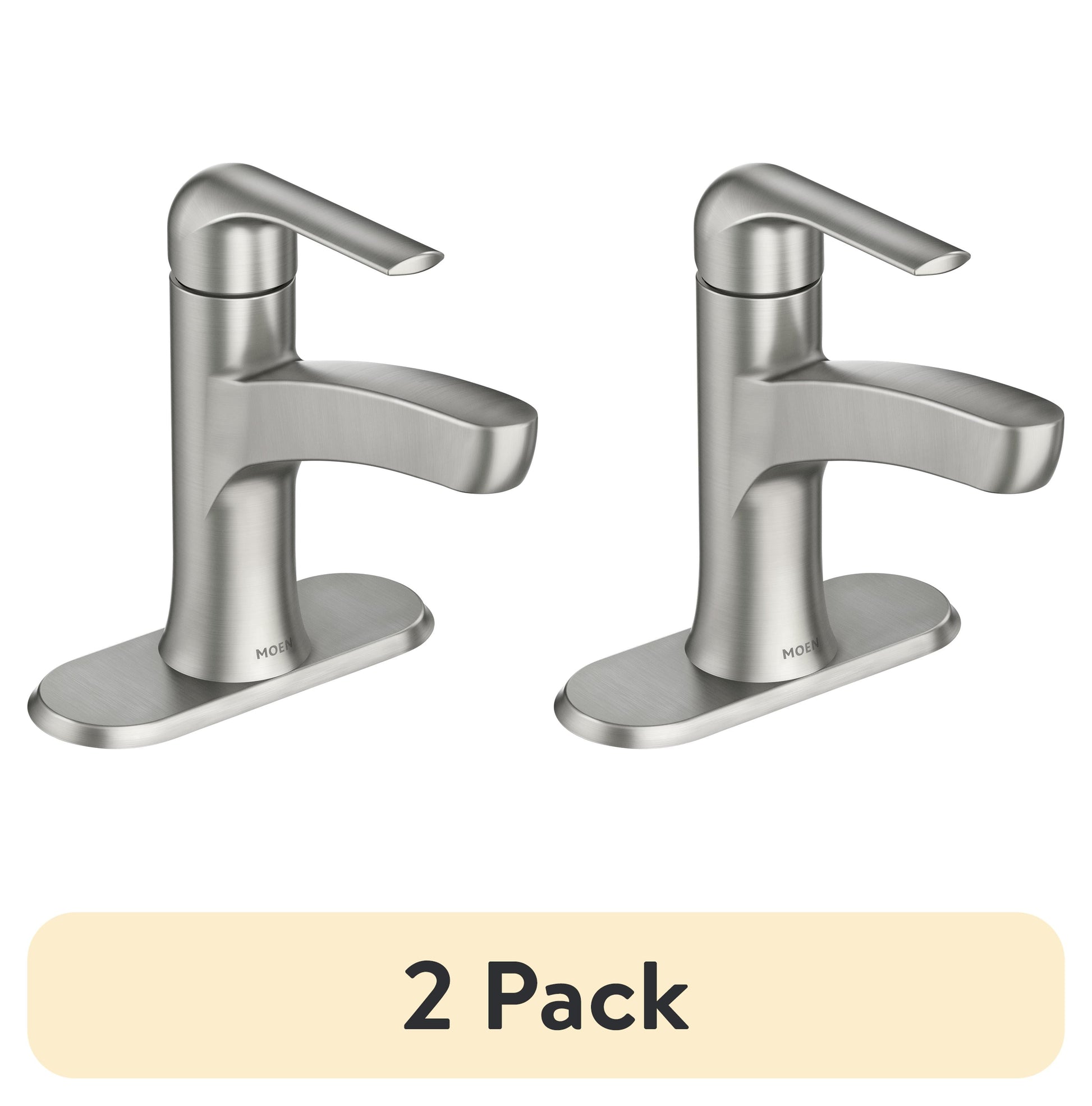(2 pack) Moen 84565SRN Tilson Spot Resist Brushed Nickel Bathroom Faucet with Optional Deck Plate