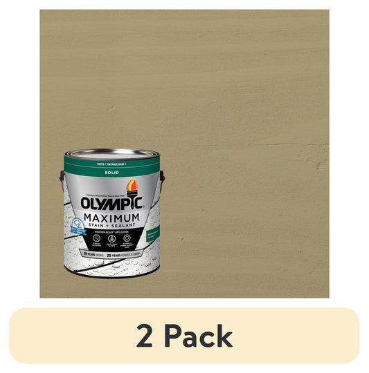 (2 pack) Olympic Maximum 1 Gallon SC-1006 Autumn Sand Solid Color Exterior Stain and Sealer in One