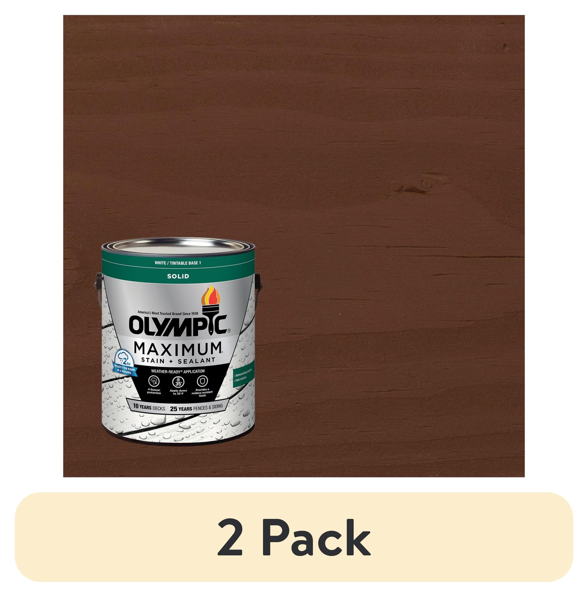 (2 pack) Olympic Maximum 1 Gallon SC-1069 Russet Solid Color Exterior Stain and Sealer in One