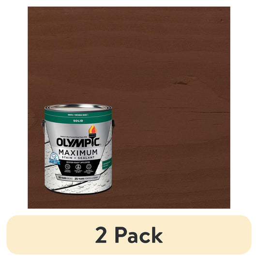 (2 pack) Olympic Maximum 1 Gallon SC-1069 Russet Solid Color Exterior Stain and Sealer in One