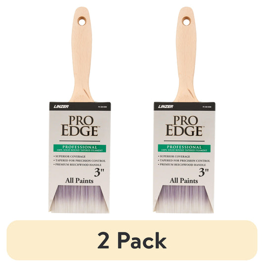 (2 pack) PRO EDGE by Linzer 3" CT Formula Flat Reusable Paint Brush