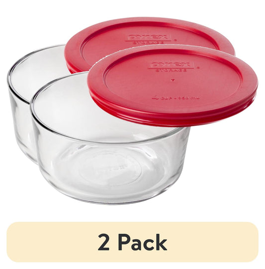Pyrex Simply Store 4C Glass Food Storage and Baking Container, Set of 2 with Lids