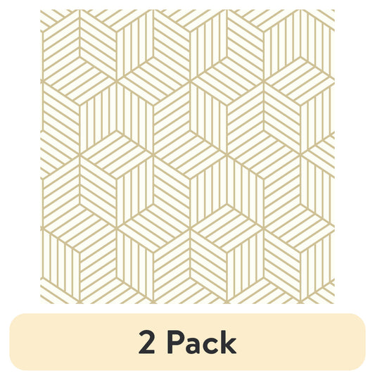 (2 pack) RoomMates Striped Hex Gold Peel and Stick Wallpaper, 1 Count