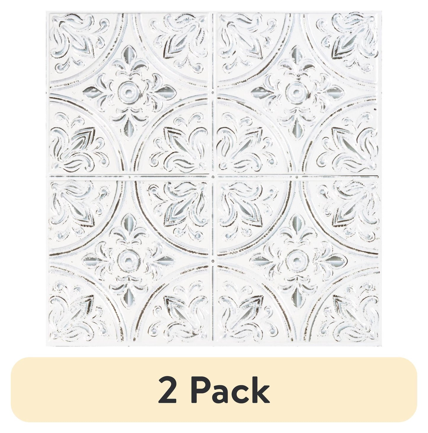 (2 pack) RoomMates Tin White Peel & Stick Tile Backsplash