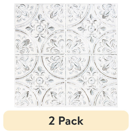 (2 pack) RoomMates Tin White Peel & Stick Tile Backsplash
