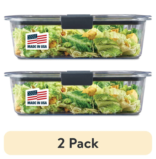 (2 pack) Rubbermaid Brilliance 9.6 Cup Large Stain-Proof Food Storage Container