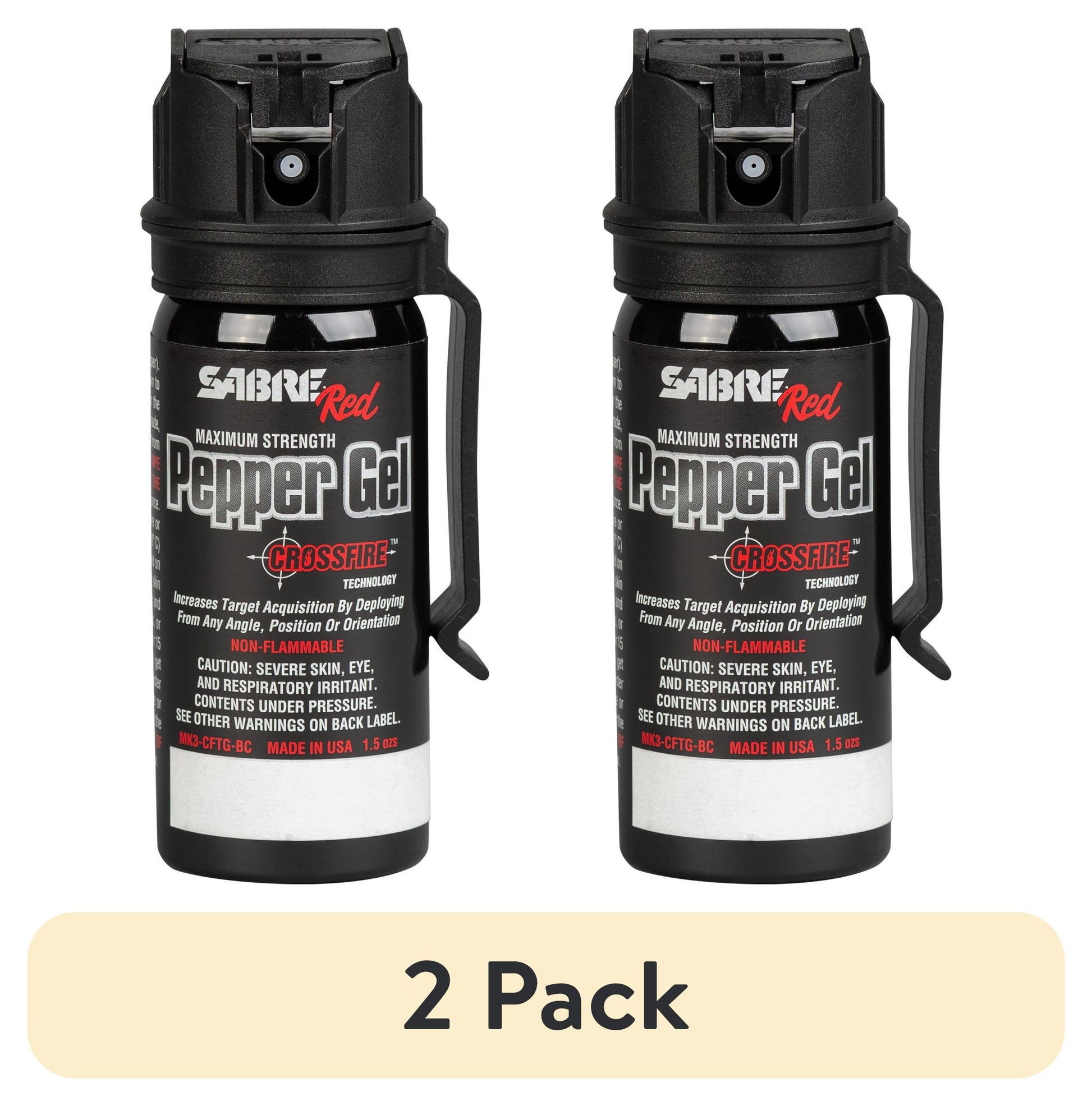 SABRE Crossfire Pepper Gel with Belt Clip, Solid, 0.48 lb, 1 Ct, New, Pocket Pepper Sprays