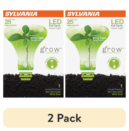 (2 pack) SYLVANIA BR30 LED Grow Light Bulb, 15-Watt, Full Cycle White Spectrum Light, Indoor Plants, 13 Year