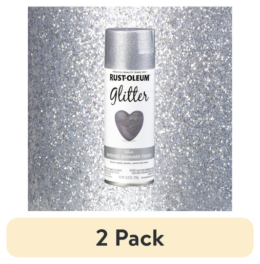 (2 pack) Silver, Rust-Oleum Glitter Spray Paints-301814, 10.25 oz