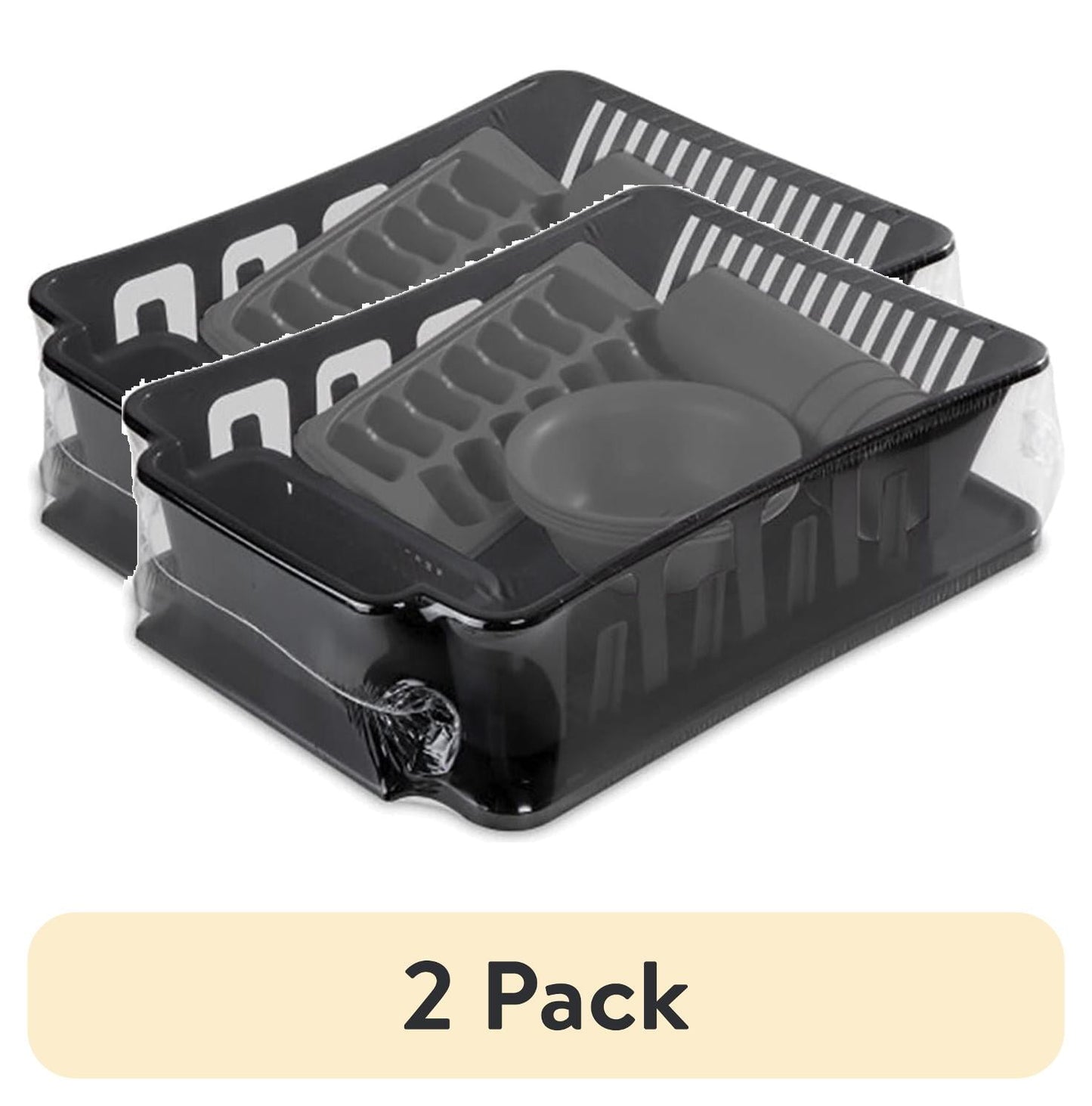 (2 pack) Sterilite 12 Piece Kitchen Set, Includes Sinkset, Bowls, Tumblers, Ice Cube Trays, Black
