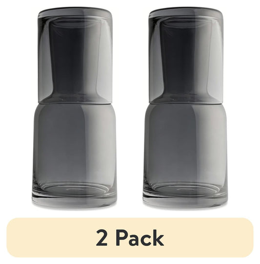 (2 pack) Thyme & Table Smoke Bedside Glass Carafe, Set of 2