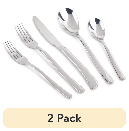 (2 pack) Thyme & Table 20-Piece Royal Stainless Steel Flatware Set, Stainless