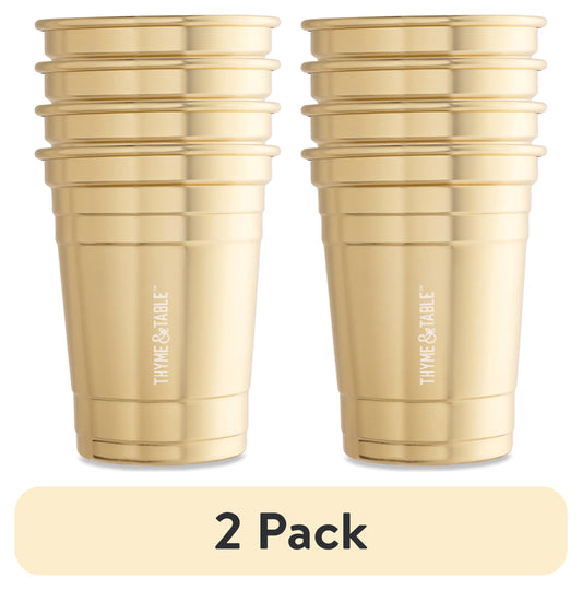 (2 pack) Thyme & Table 17 fl oz Gold Party Cups, Set of 4