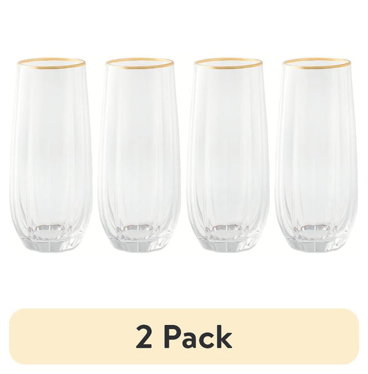 Thyme & Table 4-Piece Scalloped Stemless Flute Glass Set