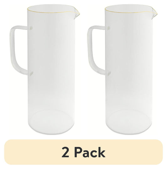 Thyme & Table 60 fl oz Glass Pitcher with Gold Rim