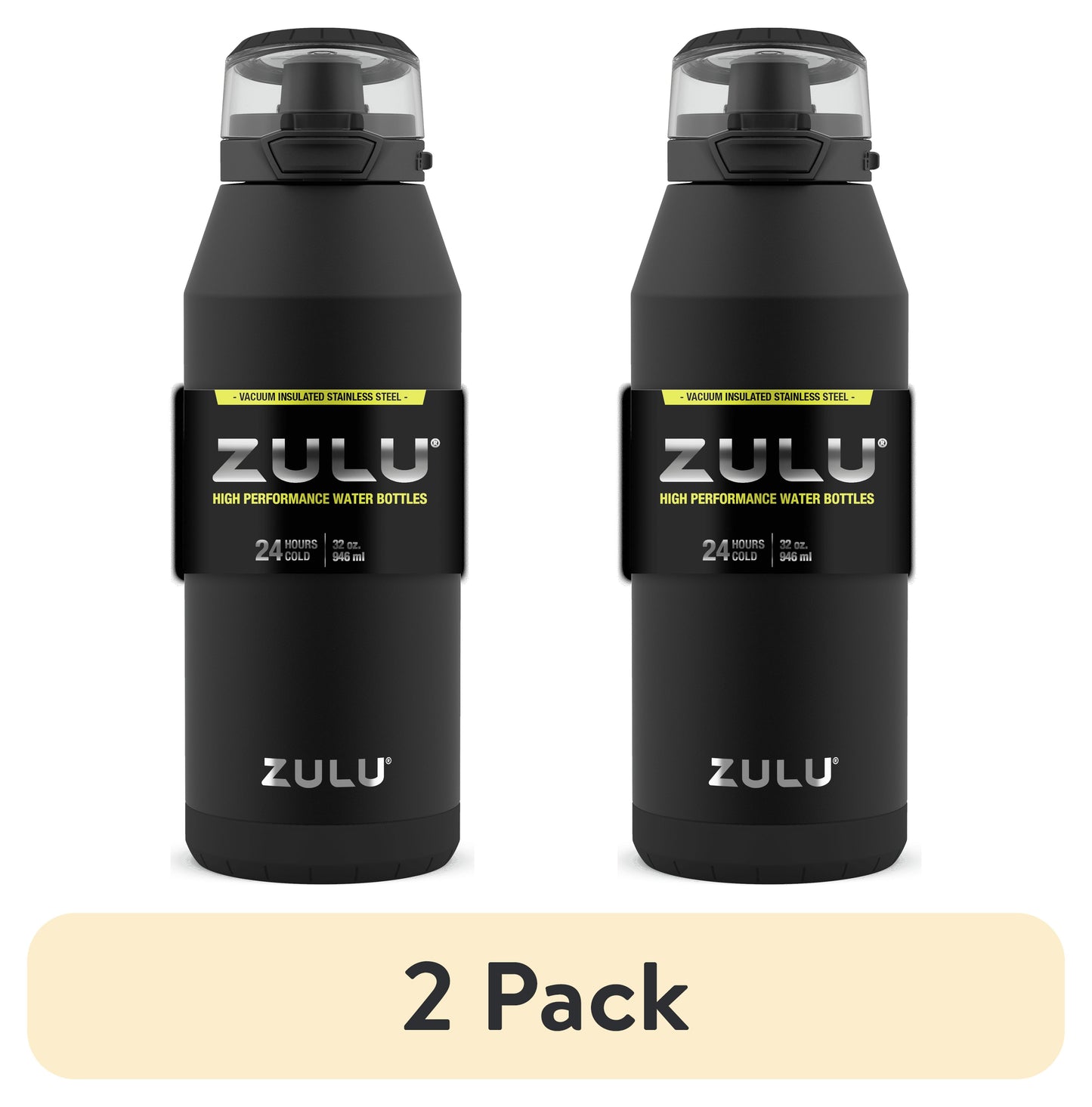(2 pack) ZULU Swift 32oz Botella de Agua de Acero Inoxidable con Tapa para Beber de un Trago, Storm