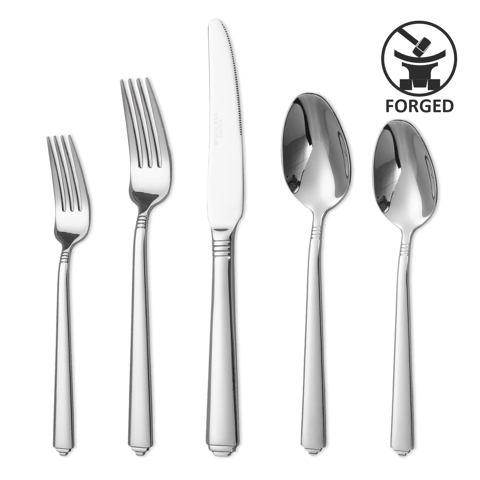 20 Pieces FLUGH Flatware Set, Stainless Steel Flatware Set, Silverware Set Service For 4