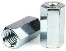 3/8"-16 to 1/4"-20 x 1" (1/2" AF) Reducer Coupling Nuts / A563 Grade A Steel/Zinc Plated (Quantity: 50)