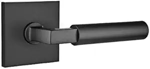 EMTEK Square Rosette Passage Set with Matching Finish Hercules Lever - Choice of Left/Right Handing and 7 Finishes - 5110HECRHUS19 - Right Handed (RH) - Flat Black (US19)