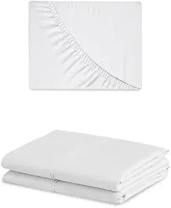 Mayfair Linen 3 Piece Bedding Bundle - 600 Series Voyage Collection Extra Long Staple Egyptian Cotton 1 Piece Fitted Sheet (King, White) and an Extra Pair of Matching Pillowcases