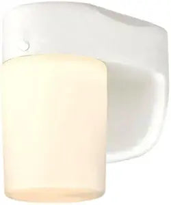 6106800 One-Light Dimmable LED Outdoor Wall Fixture with Dusk to Dawn Sensor, White Finish with Frosted Opal Glass