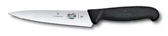 Victorinox Fibrox 6 Inch Straight Edge Chef's Knife, Kitchen Knife with Stainless Steel Blade, Non-Slip Handle, Dishwasher Safe, Black