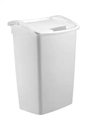 Rubbermaid,White Dual-Action Swing Lid Trash Can, 11.25 Gallon, for Home/Kitchen/Bathroom/Garbage