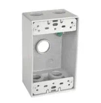 Sealproof 1-Gang 5 1/2" Hole Weatherproof Rectangular Horizontal Electrical Outlet Box with 5 Outlet Holes, Five 1/2-Inch Holes, Single Gang, UL Listed