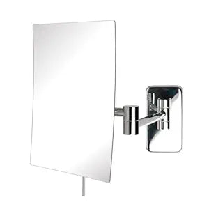JERDON Wall Mount Makeup Mirror with 5X Magnification - 8.75 x 6.5 Rectangular Mirror Extends 14  Chrome Finish  Model JRT695C