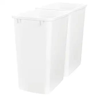 Rev-A-Shelf 2-Pack 35 Quart Polymer Replacement Trash Bin, Recycle Waste Garbage Container for Kitchen Cabinet Pullouts, White, RV-35-11-2 - Large Plastic Bins for Home and Office