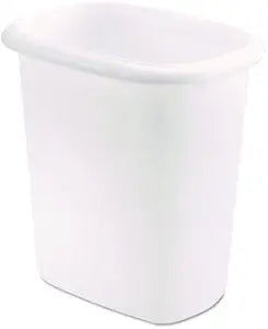 Rubbermaid Oval Vanity Wastebasket, Plastic, 6 Qt, 7 X 10 X 9, White, 6/Carton
