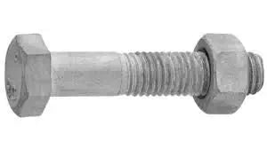 1/2"-13 x 24 Hot Dipped Galvanized Hex Bolt w/Nuts, Grade A, 6" Thread, Quantity 20 - by Fastener Depot