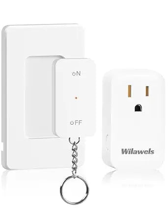 Remote Control Outlet, WILAWELS Remote Switch Outlet with Magnetic Base, Wireless On Off Outlet Switch for Light, Lamp, Fan, Appliance, 100ft RF Range, 15A/1875W, Pre-Programmed, FCC Listed W10RC1106