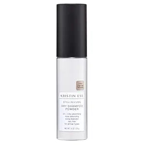 Kristin Ess Travel Size Dry Shampoo Powder For Oily Hair - Fresh Pear Fragrance - Non-Aerosol Style Extender - Sulfate Free, Color Safe, Vegan + Clean - Lightweight - Easily Blends In Dark Hair