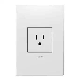 Legrand adorne 15A Single Tamper-Resistant Electrical Outlet (White, with Matching Plate)