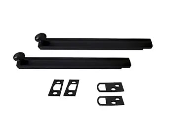 QCAA Heavy Duty Solid Brass Concealed Surface Bolt, 6", Matte Black, 2 Pack, Made in Taiwan