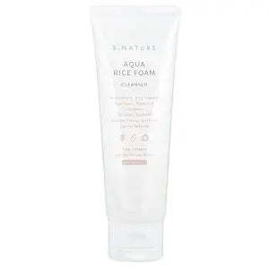 S.NATURE Aqua Rice Foam Cleanser | Facial Cleanser with Rice Extract and Rice Powder for Mild Cleansing, Glycerin, Vegan Face Wash, Korean Skincare | 80ml 2.7 Fl Oz